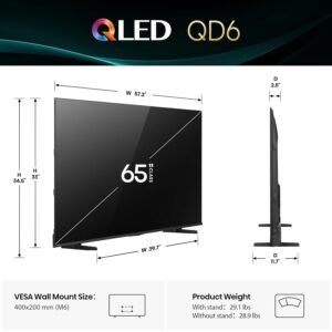 Hisense 65" Class QD6 Series (65QD6QF, 2025 Model) QLED 4K UHD Smart Fire TV, Voice Remote with Alexa, Dolby Vision, Dolby Atmos, Motion Rate 120, HDR 10+, Game Mode Plus, MEMC,...