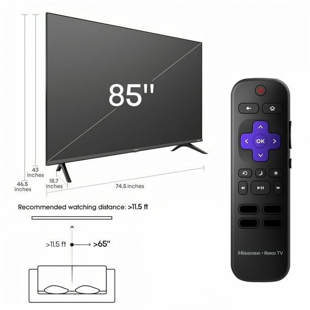 Hisense 85" Class 4K UHD LED LCD Roku Smart TV HDR R6 Series 85R6E4