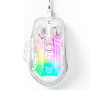Hitoor Gaming Mouse with Transparent Crystal Shell, Customizable RGB LED Lights, Wired USB Optical Office Mice with Side Buttons, Adjustable DPI Up