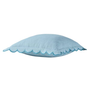 Home Decor Collection 19" x 19" Blue Scallop Flange Cotton-Rich Decorate Pillow