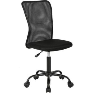 Home Office Chair Desk Executive Task Rolling Swivel Computer Chair with Wheels Armless Small Modern Adjustable Mid Back for Home, Black