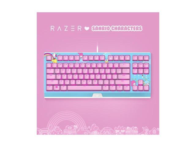 Honsdom BlackWidow X SANRIO CHARACTERS Hello Kitty Limited Edition 87 Key Wired Backlit Mechanical Gaming Keyboard: Green Switches - Tactile & Clicky