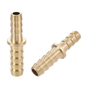 Hose Barb Fitting, 5/16 to 1/4 Inch Brass Hollow Straight Quick Connector for Water Fuel Air Oil Gas, Pack of 2