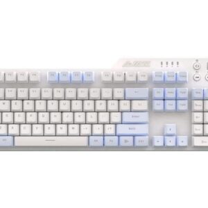 Hot-Swappable Wired Full-Size Mechanical Gaming Keyboard with Brown Switches, Blue-White Matching, Anti-Ghosting Multimedia Keys Roller, White