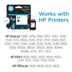 HP 61 Black Ink Cartridge | Works with DeskJet 1000, 1010, 1050, 1510, 2050, 2510, 2540, 3000, 3050, 3510; ENVY 4500, 5530; OfficeJet 2620, 4630 Series | Eligible for Instant...