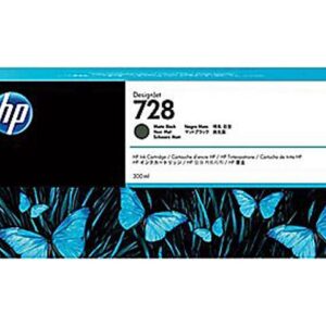 HP 728 300-ml Matte Black DesignJet Ink Cartridge, F9J68A