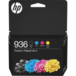HP 936 4-Pack CMYK(4) Original Ink Cartridge, Average cartridge yields 1,250
