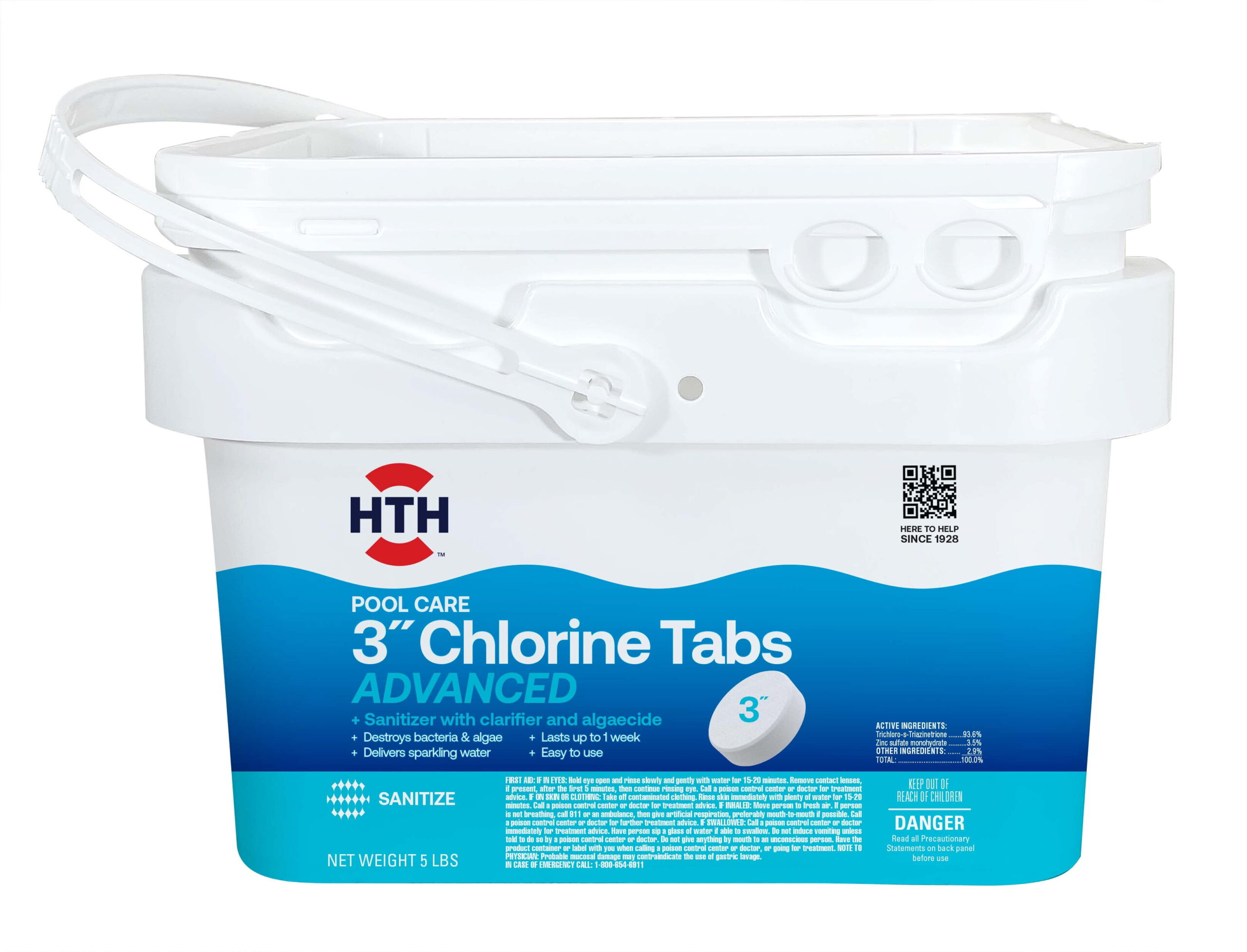 HTH Pool Care 3" Chlorine Tablets Advanced for Swimming Pools, Tablets, 5 lbs.