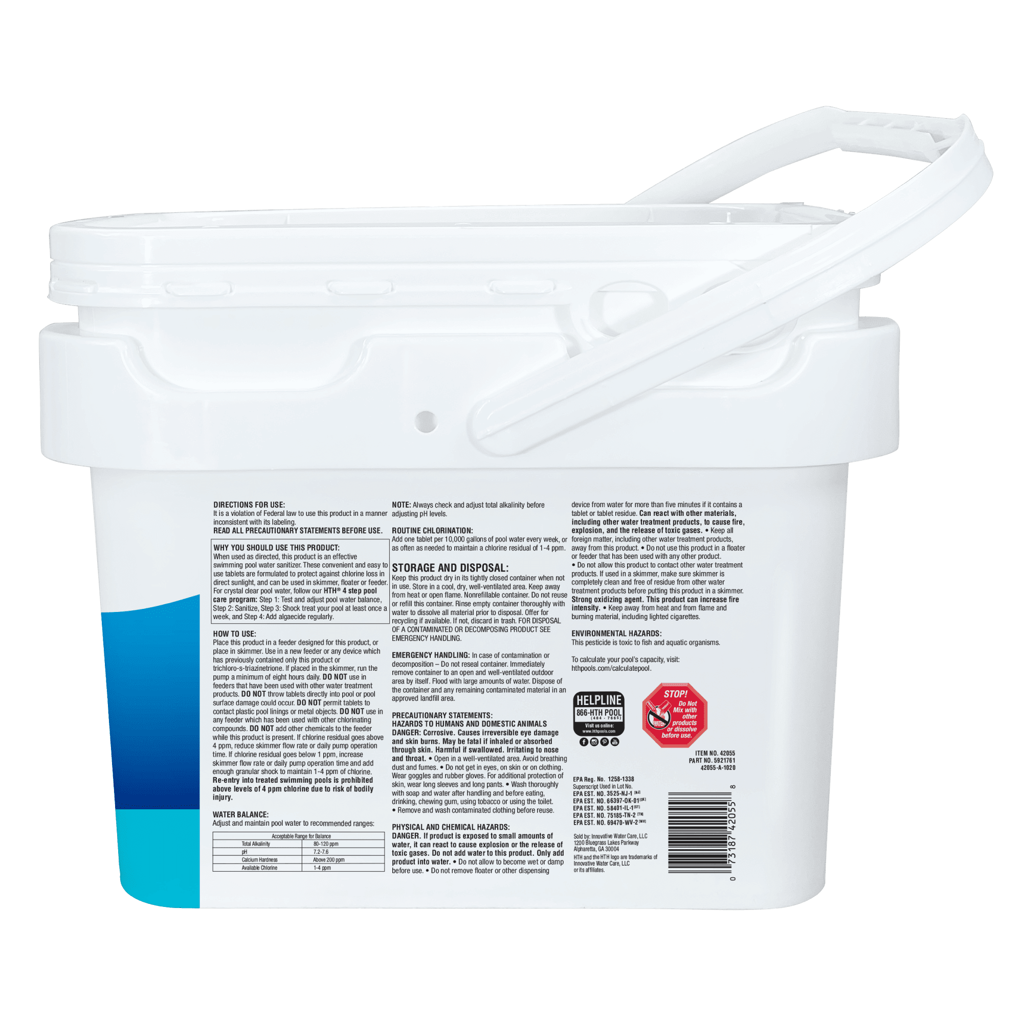 HTH Pool Care 3" Chlorine Tablets Advanced for Swimming Pools, Tablets, 5 lbs.