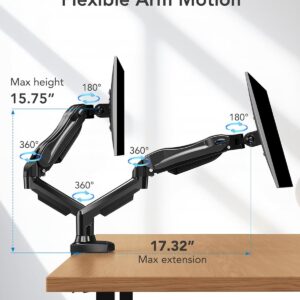 HUANUO Dual Monitor Mount-Monitor Stand with C Clamp/Grommet Mounting Base up to 32 Inch Computer Screens,Adjustable Spring Dual Monitor Arm with VESA - Each Arm Holds 4.4 to...