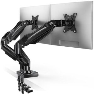 HUANUO Dual Monitor Mount-Monitor Stand with C Clamp/Grommet Mounting Base up to 32 Inch Computer Screens,Adjustable Spring Dual Monitor Arm with VESA - Each Arm Holds 4.4 to...