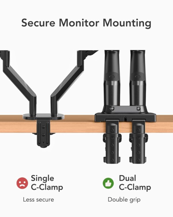HUANUO Dual Monitor Mount-Monitor Stand with C Clamp/Grommet Mounting Base up to 32 Inch Computer Screens,Adjustable Spring Dual Monitor Arm with VESA - Each Arm Holds 4.4 to...