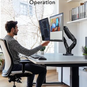 HUANUO Dual Monitor Mount-Monitor Stand with C Clamp/Grommet Mounting Base up to 32 Inch Computer Screens,Adjustable Spring Dual Monitor Arm with VESA - Each Arm Holds 4.4 to...