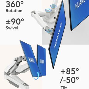 HUANUO Dual Monitor Mount-Monitor Stand with C Clamp/Grommet Mounting Base up to 32 Inch Computer Screens,Adjustable Spring Dual Monitor Arm with VESA - Each Arm Holds 4.4 to...