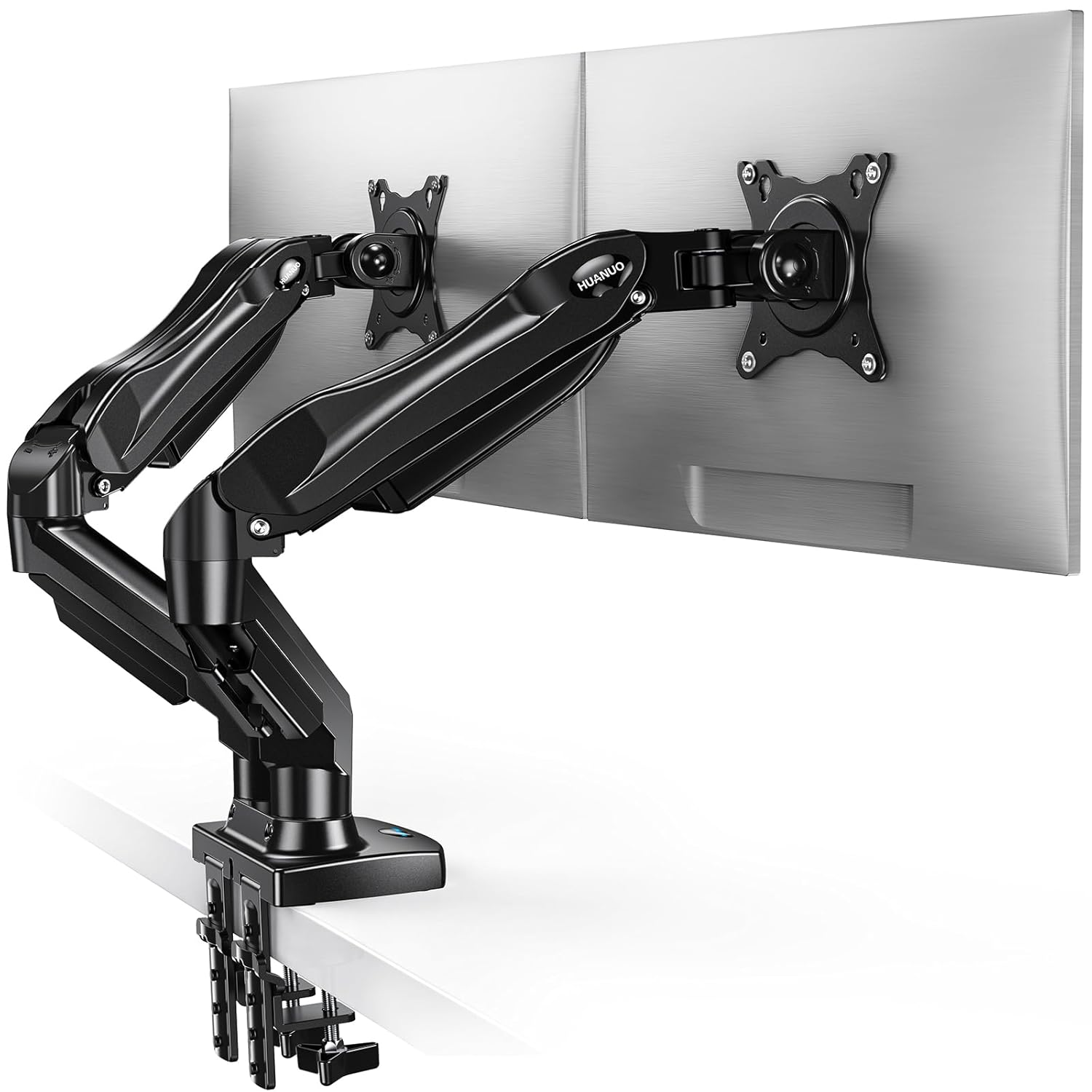 HUANUO Dual Monitor Mount-Monitor Stand with C Clamp/Grommet Mounting Base up to 32 Inch Computer Screens,Adjustable Spring Dual Monitor Arm with VESA - Each Arm Holds 4.4 to...