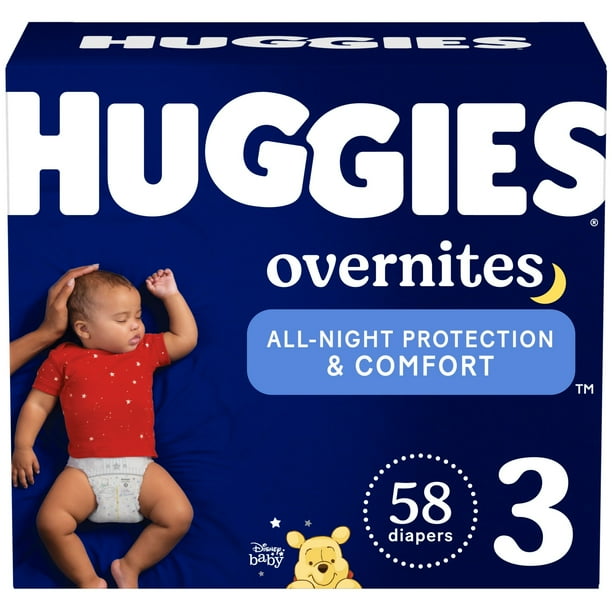 Huggies Overnites Nighttime Diapers, Size 3 (16-28 lbs), 58 Ct (Select for More)