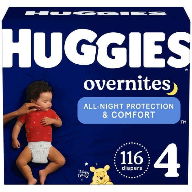 Huggies Overnites Nighttime Diapers, Size 4 (22-37 lbs), 116 Ct (Select for More)