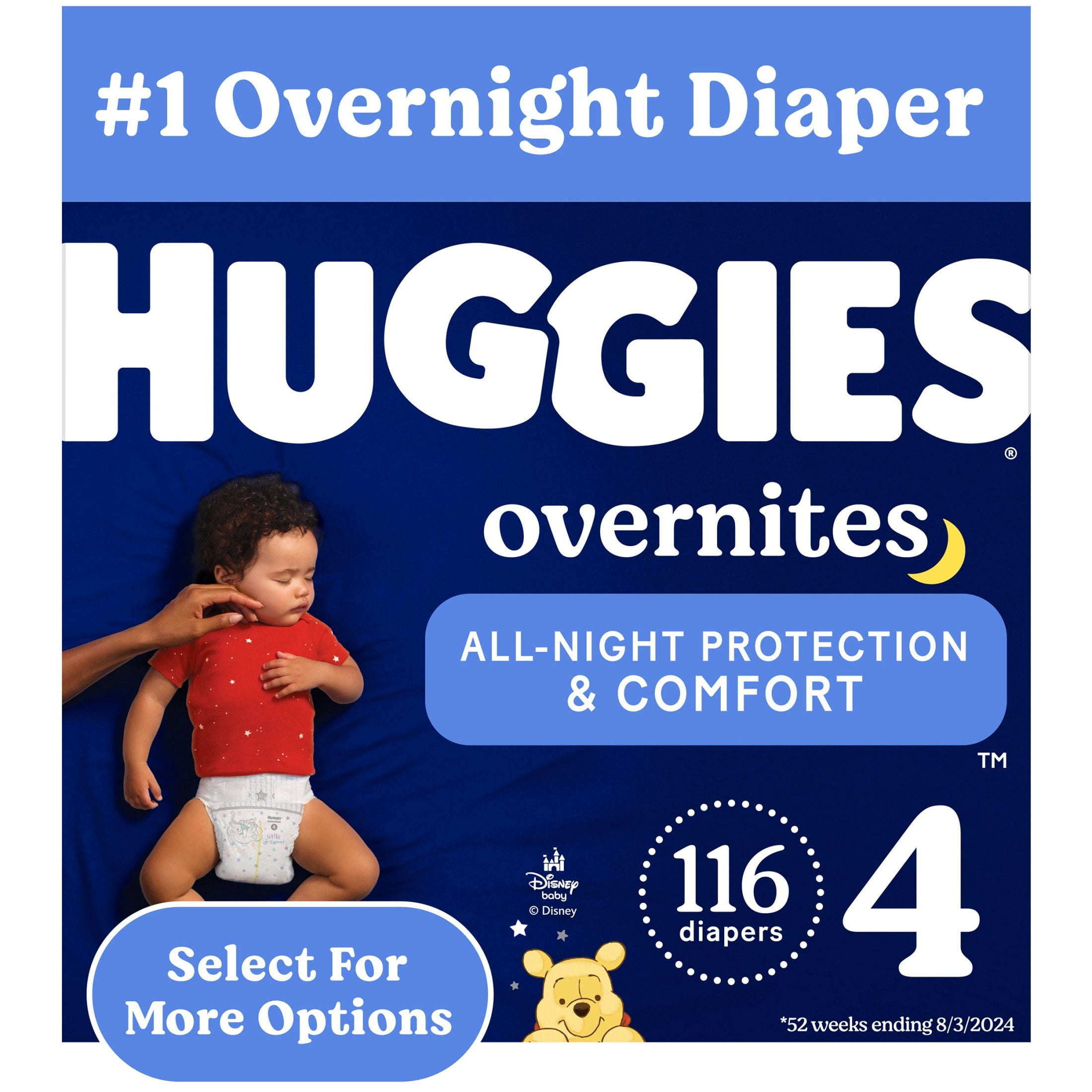 Huggies Overnites Nighttime Diapers, Size 4 (22-37 lbs), 116 Ct (Select for More)