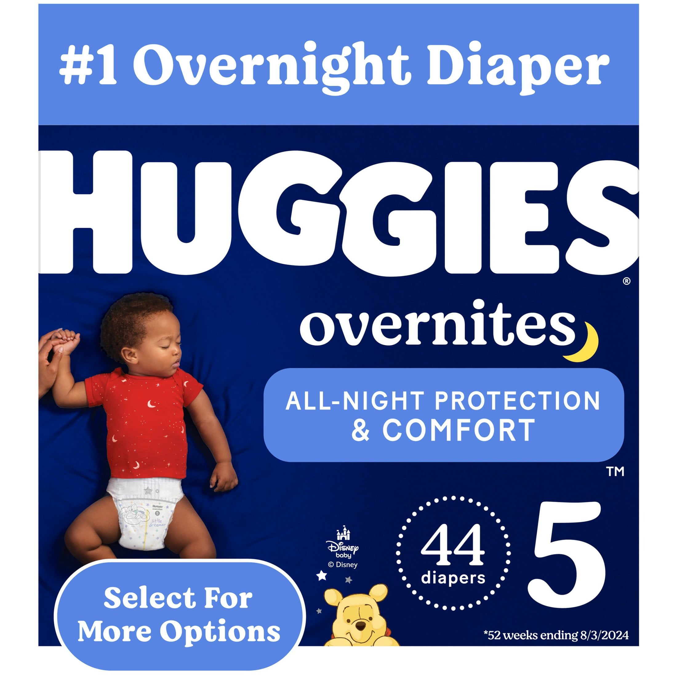 Huggies Overnites Nighttime Diapers, Size 5 (27+ lbs), 44 Ct (Select for More)