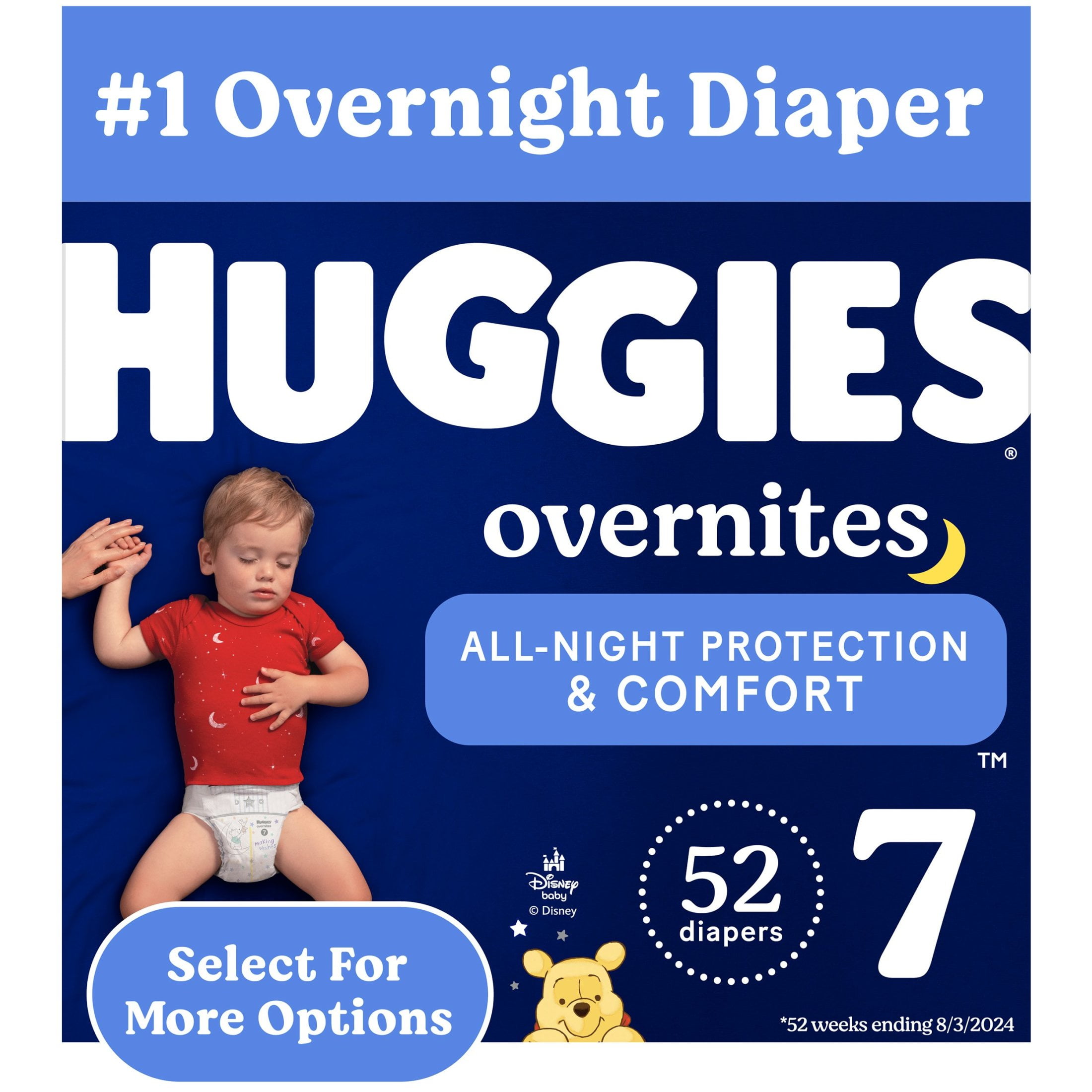 Huggies Overnites Nighttime Diapers, Size 7 (41+ lbs), 52 Ct (Select for More)