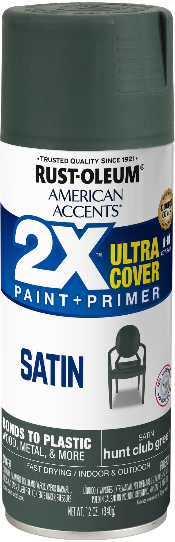 Hunt Club Green, Rust-Oleum American Accents 2X Ultra Cover Satin Spray Paint- 12 oz