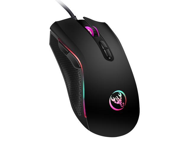 HXSJ A869 Max-3200DPI 7 Buttons Mice 7 Colors LED Optical USB Wired Mouse Optical Gaming Mouse for Deskbook Laptop Game Mouse