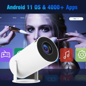 HY300PRO Mini Projector with WiFi and Bluetooth, Portable Projector 4k Support, Auto Correction, Air Mouse Remote, 180°Rotatable, Voice Control, Smart Projector Home Outdoor...