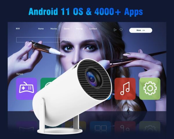 HY300PRO Mini Projector with WiFi and Bluetooth, Portable Projector 4k Support, Auto Correction, Air Mouse Remote, 180°Rotatable, Voice Control, Smart Projector Home Outdoor...