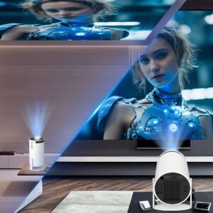 HY300PRO Mini Projector with WiFi and Bluetooth, Portable Projector 4k Support, Auto Correction, Air Mouse Remote, 180°Rotatable, Voice Control, Smart Projector Home Outdoor...