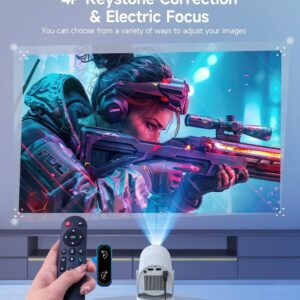 HY300PRO Mini Projector with WiFi and Bluetooth, Portable Projector 4k Support, Auto Correction, Air Mouse Remote, 180°Rotatable, Voice Control, Smart Projector Home Outdoor...