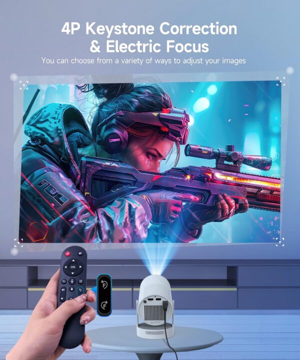 HY300PRO Mini Projector with WiFi and Bluetooth, Portable Projector 4k Support, Auto Correction, Air Mouse Remote, 180°Rotatable, Voice Control, Smart Projector Home Outdoor...