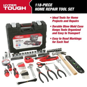Hyper Tough 118-Piece Tool Set for Home Repairs