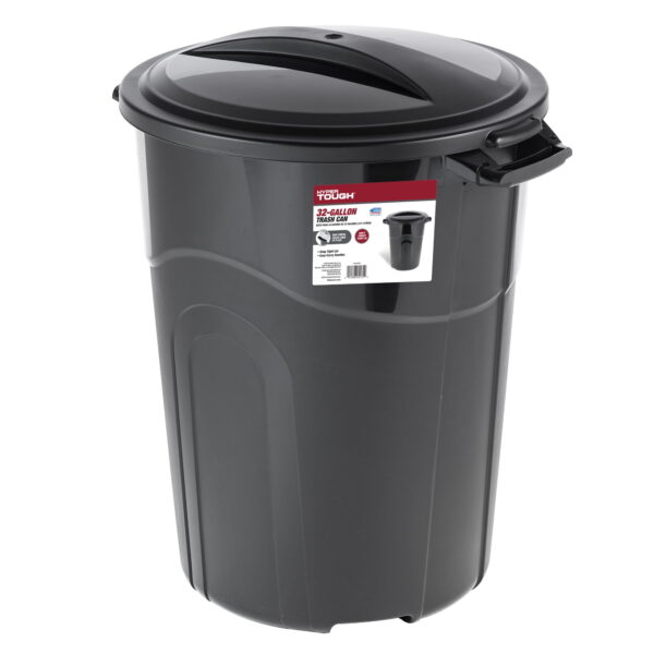 Hyper Tough 32 Gallon Heavy Duty Plastic Garbage Can, Included Lid, Indoor/Outdoor, Black Hyper Tough 32 Gallon Heavy Duty Plastic Garbage Can, Included Lid, Indoor/Outdoor, Black