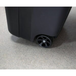 Hyper Tough 32 Gallon Wheeled Heavy Duty Plastic Garbage Can, Attached Lid, Black