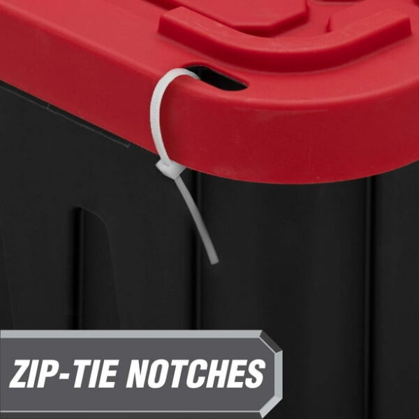 Hyper Tough Small Storage Bin, 12 Gallon Plastic Storage Container with Snap-On Lid, Black and Red