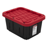 Hyper Tough Small Storage Bin, 5 Gallon Plastic Storage Container with Snap-On Lid, Black and Red
