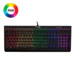 HyperX Alloy Core RGB – Membrane Gaming Keyboard – Comfortable Quiet Silent Keys with RGB LED Lighting Effects, Spill Resistant, Dedicated Media Keys,