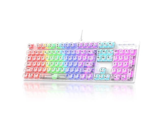 HZG Universal Gaming Keyboard, USB Wired Keyboard, Mechanical Keyboard, Transparent Key Caps