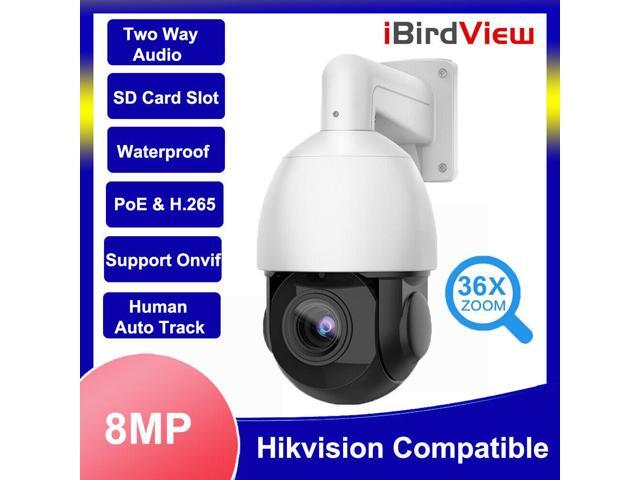 iBirdView Compatible 8MP 36x Zoom Speed Dome IR PTZ POE Network Camera White
