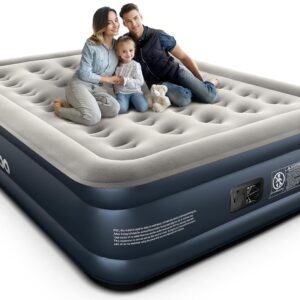 iDOO Queen Air Mattress with Built in Pump, 18 Raised Comfort Blow up Mattress, Upgraded Four Chamber Airbed, Inflatable Mattress for Guests and Home, colchon inflable, Air Bed,...