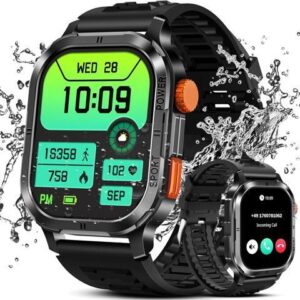IHDAPP Military Smart Watch for Men (Answer/Make Calls), 2.13" AMOLED Smart Watch for Android and iOS, 5ATM Waterproof Fitness Sport Watch with 123+