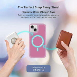 iHome Magnetic Velo Phone Case for iPhone 16e/16/15, Pink