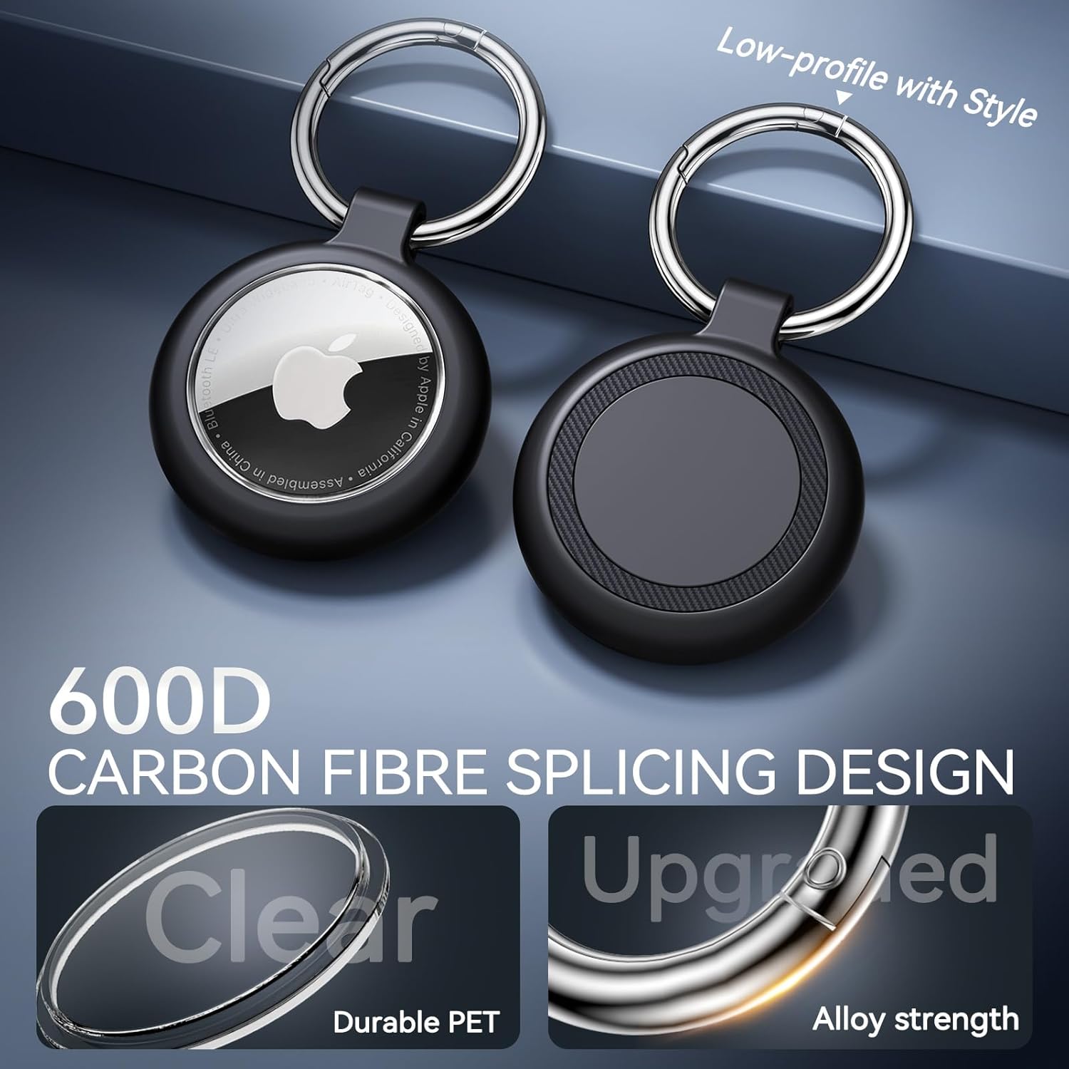 Inesore Holder for AirTag, Carbon Fibre Texture Design Case and Waterproof Keychain Holder for Air Tag, Full Scratch-Resistant with Keyring for AirTags, Pet Collar, Luggage Tag,...