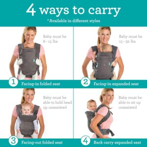 Infantino Flip 4-in-1 Convertible Baby Carrier, Adjustable, Ergonomic Babywearing, Registry Essential, Baby Carrier for Newborn to Toddler, Navy Floral