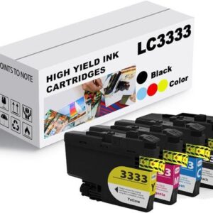 Ink Cartridge for Brother LC3333BK LC3333C LC3333M LC3333Y Ink Cartridge Combo,High Yield Compatible for Brother J1100DW J1300DW Printer Combo Pack