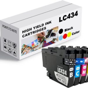 Ink Cartridge for Brother LC434 LC434BK LC434C LC434M LC434Y Ink Cartridge Combo,High Yield Compatible for Brother J1200W Printer Combo Pack