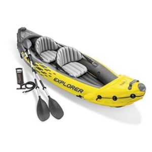 intex explorer k2 kayak, 2person inflatable kayak set with aluminum oars and high output air pump