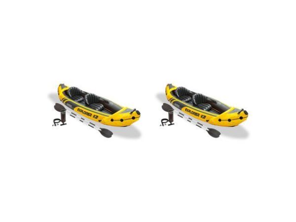 Intex Explorer K2 Yellow 2 Person Inflatable Kayak with Oars & Air Pump (2 Pack) Intex Explorer K2 Yellow 2 Person Inflatable Kayak with Oars & Air Pump (2 Pack)