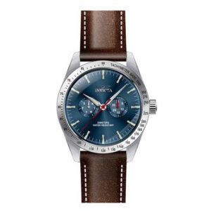 Invicta Specialty Tachymeter Leather Strap Blue Dial Quartz 45978 Men's Watch