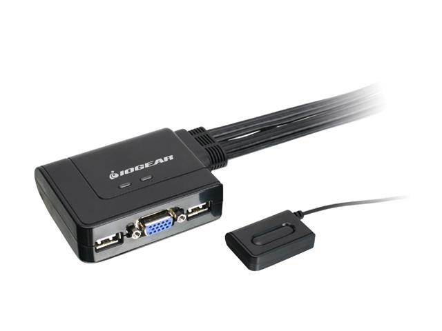IOGEAR KVM 2-Port USB VGA Cabled Switch - 2048 x 1536 - Remote Button Switch - Plug n Play - PC, MAC, SUN - GCS22U
